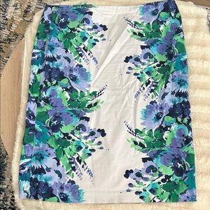New York & Company Blue and Green Floral Pencil Skirt